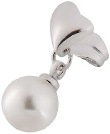 AH Jewelry Rigant 18K RGP Alloy Heart Earring with Pearl (White Gold)