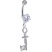 PENTHOUSE Sterling Silver Jeweled KEY Dangle Belly Ring