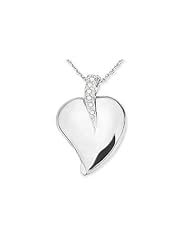14K White Gold Diamond Heart Pendant w/Chain