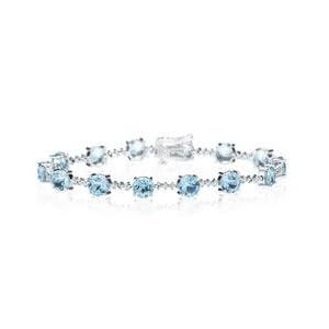 0.01 Ct Diamond and 10.50 Cts Aquamarine Bracelet in 14K White Gold by