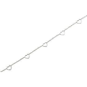 Signature 10 inch Open Heart Station Anklet STERLING SILVER