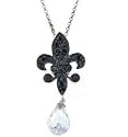 Sterling Silver Black Fleur De Lis Pendant