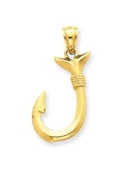 14k Gold Whale Tail Hook Pendant