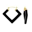 14k Gold & Black Onyx Square Hoop Earrings
