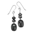 .925 Silver, Onyx & Snowflake Obsidian Earrings