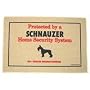 Schnauzer Home Security System Doormat (Taupe background/ red and black lettering, 18' x 27')