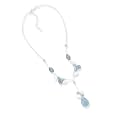 16"+2" Extension Necklace with Calcite, Kyanite, Crystal and Cultured Freshwater Pearl