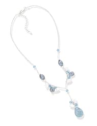 Sterling Silver 16 inch Freshwater Pearl, Kyanite, Cystal and Calcite Drop Necklace