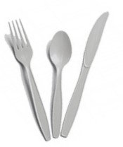 Plastic Cutlery 24 pieces (8 Each: Knives, forks & spoons) Party Supplies- Silver