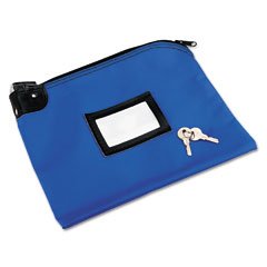 Night Deposit Zipper Bag with Lock and Two Keys, Nylon, 12 x 9, Blue