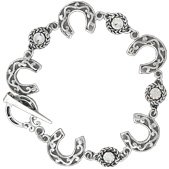 Silver-tone Bracelet with Horseshoes with Clear Stones