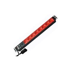 BACHMANN 48,3cm 19Zoll Steckdosenleiste 8fach 2m   mit IEC320 C14 Stecker   rote Schukodoseneinsaetze   333538