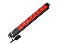 BACHMANN 48,3cm 19Zoll Steckdosenleiste 8fach 2m   mit IEC320 C14 Stecker   rote Schukodos Preisvergleich