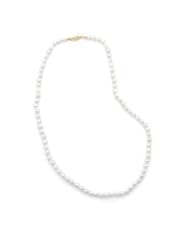 White Pearl Necklace 5-5.5mm Cultured Freshwater 14K Yellow Gold Clasp
