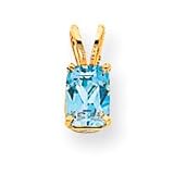 14k 7x5mm Emerald-Cut Blue Topaz Pendant