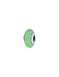 Sterling Silver Light Green Italian Murano Glass Charm