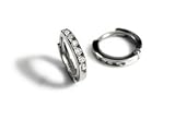 14K White Gold Huggies Earrings with Channel Set Diamonds
