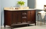 IMAGE OF 71 Inch Expresso Colored Classic Double Sink Vanity Cabinet and Beige Marble Top