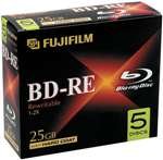 Fujifilm Media 25303606 BD-RE Blue Ray Disc Re-Writable 10MM Jewel Case - 5 Pack Box