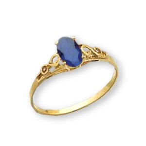 14K Yellow Gold Teens September Birthstone Ring   Size 5