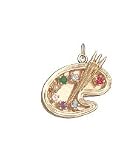 Artist Palette, 14K Gold Charm