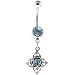 Full Bloom Solar Blue Gem Dangle Belly Ring