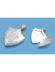 46MM .925 STERLING SILVER ENGRAVED COAT OF ARMS SHIELD LOCKET