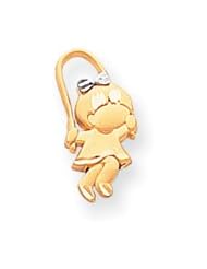 Genuine IceCarats Designer Jewelry Gift 14K & Rhodium Girl With Jump Rope Charm