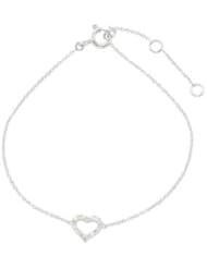 14K White Gold Diamond Heart Bracelet
