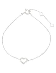 14K White Gold .06 Ct Tw/07.00 Inch Diamond Heart Bracelet