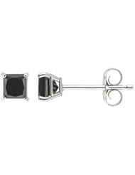 1/2 Carat Black Diamond 14K White Gold Stud Earrings.