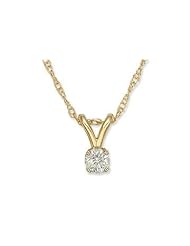 1/10 Carat Diamond 14K Gold Solitaire Pendant w/Chain