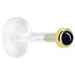 16 Gauge 1/4" Solid 14KT Yellow Gold 2mm Genuine Onyx Bioplast Push in Monroe