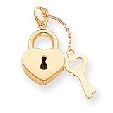 14k Heart With Key Charm - Measures 22.8x26.5mm
