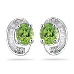 0.16 Cts Diamond & 0.92 Cts Peridot Earrings 