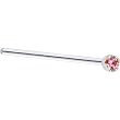 Solid 14KT White Gold 1.5mm Genuine Pink Sapphire Straight Fishtail 3/4 - 20 Gauge