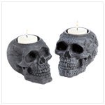 GOTHIC SKULL CREEPY VOTIVE CANDLE HOLDER SET OF TWO