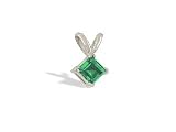 14K White Gold Genuine Square Emerald Pendant