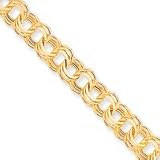 10k Triple Link Charm Bracelet - 7 Inch