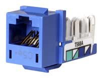 Hubbell HXJ5EB XCELERATOR Series RJ Jack, CAT5E, 8 Position, Universal 586A/B Wiring, Blue (Pack of 25)