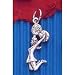 Sterling Silver Cheerleader with Pom Pom Charm
