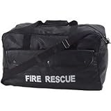 Embassy Black Hand Sewn Pebble Grain Genuine Leather 20 in Fire Rescue Duffle Bag