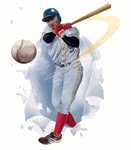 Village for Kids White & Blue Baseball Player Break Out Jumbo Wall Applique