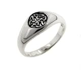 Small Sterling Silver 7mm Celtic Knot Emblem Signet Band Ring (Size 4,5,6,7,8,9,10,11,12)