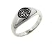 Small Sterling Silver 7mm Celtic Knot Emblem Signet Band Ring (Size 4,5,6,7,8,9,10,11,12)
