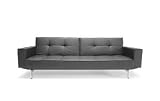 OZ Deluxe Sofa Bed Black Leather Textile by Innovation