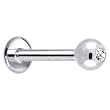 16 Gauge 5/16" 3mm -Solid 14KT White Gold 1.5mm Cubic Zirconia Internally Threaded Tragus