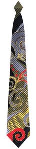 Pleated Gray/Red Swirls with pocket square