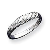 Sterling Silver Diamond-cut Twisted Ring - Size 6