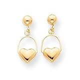14k Sm. Puffed Heart Drop Earrings SE946